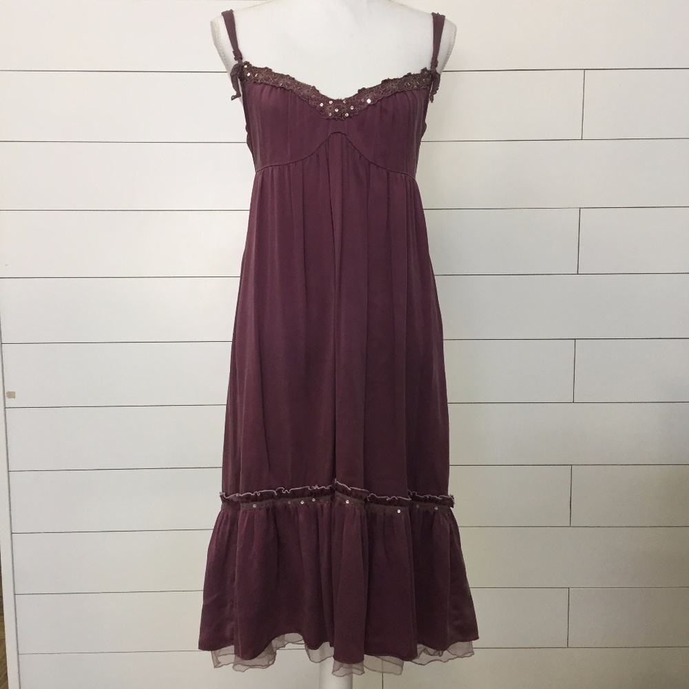 Free People, Wash Silk Midi Dress, Eggplant Color
